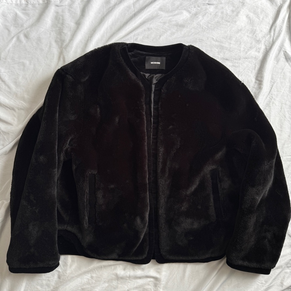 we11done Black Faux Fur Jacket